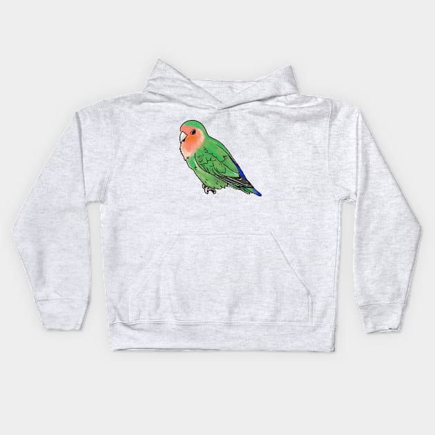 Peach-faced Lovebird Kids Hoodie by shehitsback